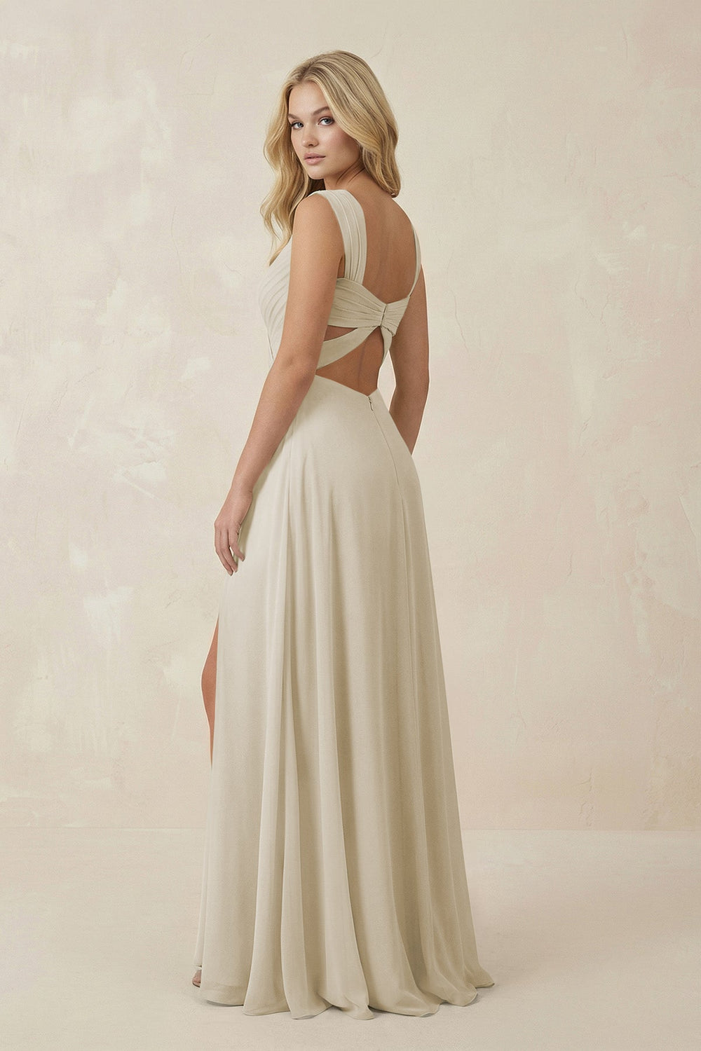 Sweetheart A - Line Chiffon Long Bridesmaid Dress in Dove Gray - SHE IS ME Bridesmaid Dresses