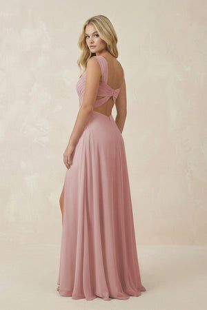 Sweetheart A - Line Chiffon Long Bridesmaid Dress in Dusty Rose - SHE IS ME Bridesmaid Dresses