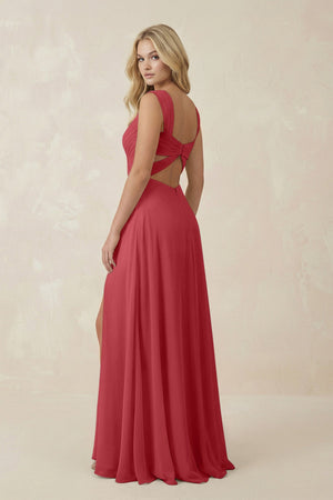 Sweetheart A - Line Chiffon Long Bridesmaid Dress in Merlot - SHE IS ME Bridesmaid Dresses