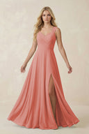 Sweetheart A - Line Chiffon Long Bridesmaid Dress in Mulberry - SHE IS ME Bridesmaid Dresses