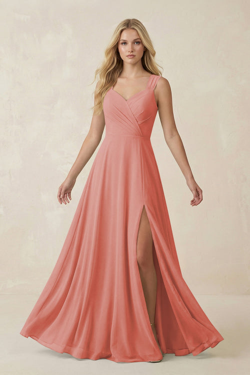 Sweetheart A - Line Chiffon Long Bridesmaid Dress in Mulberry - SHE IS ME Bridesmaid Dresses