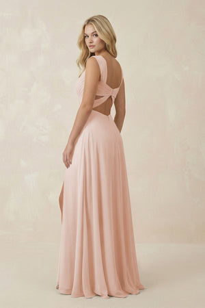 Sweetheart A - Line Chiffon Long Bridesmaid Dress in Pale Blush - SHE IS ME Bridesmaid Dresses