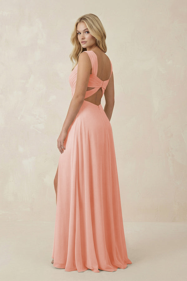 Sweetheart A - Line Chiffon Long Bridesmaid Dress in Rose Petal - SHE IS ME Bridesmaid Dresses