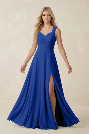 Sweetheart A - Line Chiffon Long Bridesmaid Dress in Royal Blue - SHE IS ME Bridesmaid Dresses
