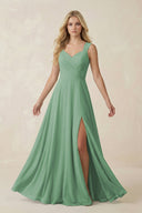 Sweetheart A - Line Chiffon Long Bridesmaid Dress in Sea Glass - SHE IS ME Bridesmaid Dresses