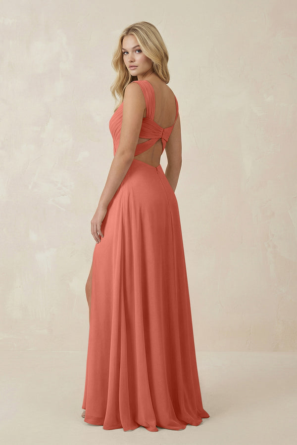 Sweetheart A - Line Chiffon Long Bridesmaid Dress in Wild Rose - SHE IS ME Bridesmaid Dresses