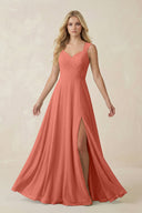 Sweetheart A - Line Chiffon Long Bridesmaid Dress in Wild Rose - SHE IS ME Bridesmaid Dresses