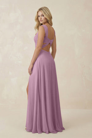 Sweetheart A - Line Chiffon Long Bridesmaid Dress in Wisteria - SHE IS ME Bridesmaid Dresses