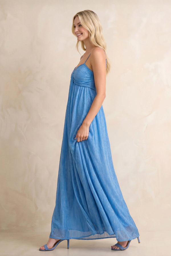 Sweetheart A - Line Chiffon Maxi Dress in Steel Blue - SHE IS ME Dresses