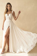 Sweetheart A Line Chiffon Wedding Dress in Ivory - SHE IS ME Wedding Dresses