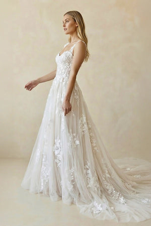 Sweetheart A Line Lace Wedding Dress - SHE IS ME Wedding Dresses