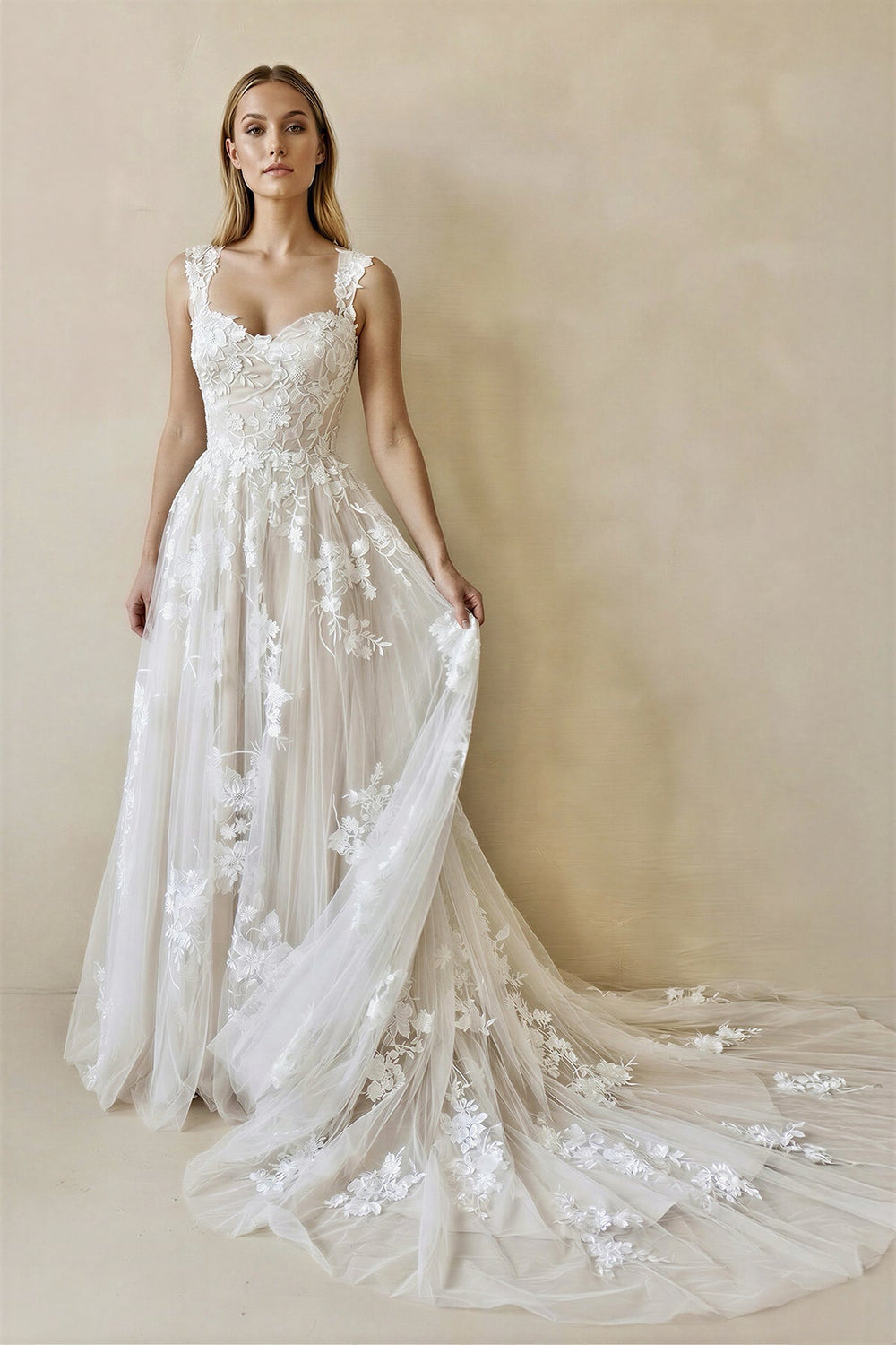 Sweetheart A Line Lace Wedding Dress - SHE IS ME Wedding Dresses