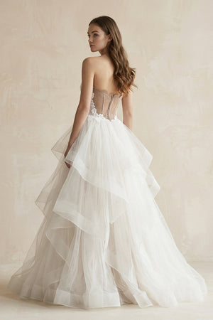 Sweetheart A - Line Organza Corset Wedding Dress in Ivory - SHE IS ME Wedding Dresses