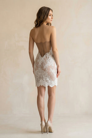 Sweetheart A - Line Organza Corset Wedding Dress in Ivory - SHE IS ME Wedding Dresses