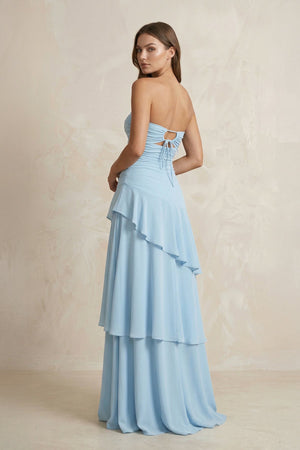 Sweetheart A - Line Ruffled Chiffon A - Line Long Prom Dress in Sky Blue - SHE IS ME Prom Dresses