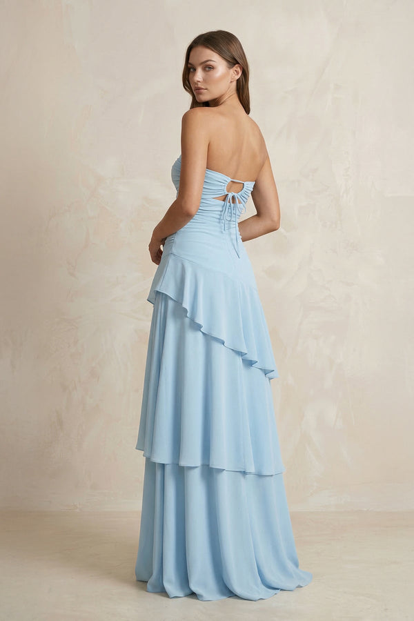Sweetheart A - Line Ruffled Chiffon A - Line Long Prom Dress in Sky Blue - SHE IS ME Prom Dresses