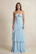 Sweetheart A - Line Ruffled Chiffon A - Line Long Prom Dress in Sky Blue - SHE IS ME Prom Dresses