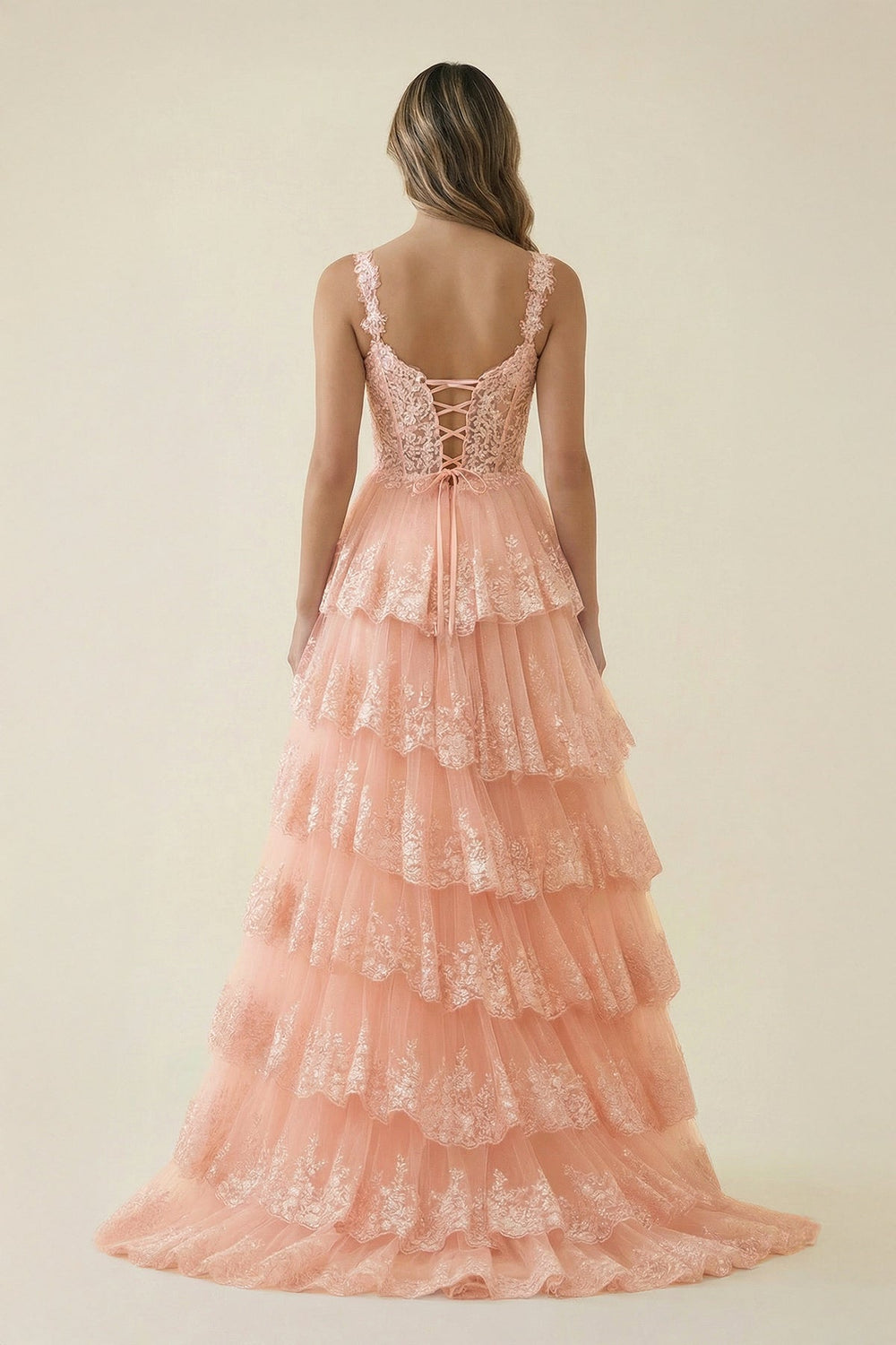 Sweetheart A Line Ruffled Maxi Dress With Slit in Blush - SHE IS ME PROM DRESSES