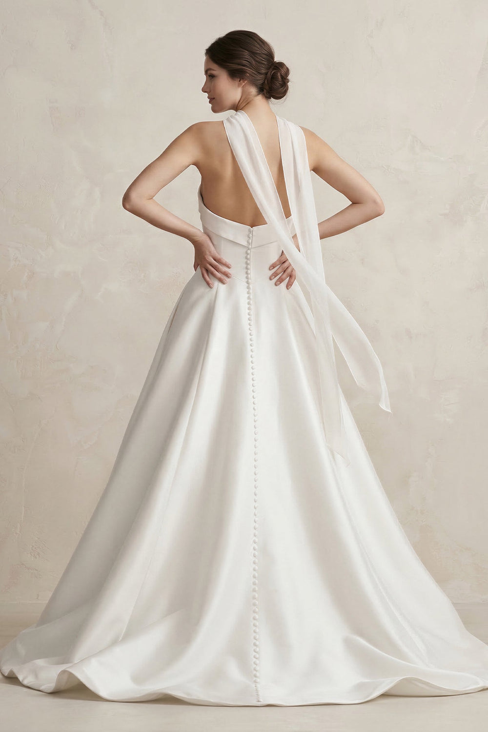 Sweetheart A - Line Satin Ball Gown Wedding Dress in White - SHE IS ME Wedding Dresses