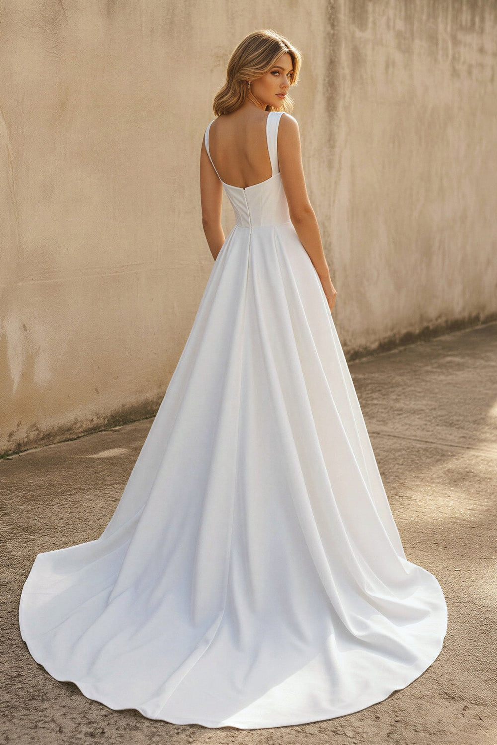 Sweetheart A Line Satin Wedding Dress in White - SHE IS ME Wedding Dresses