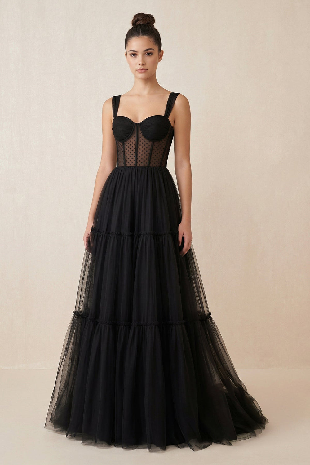 Sweetheart A - Line Tulle Corset Wedding Dress in Black - SHE IS ME Wedding Dresses