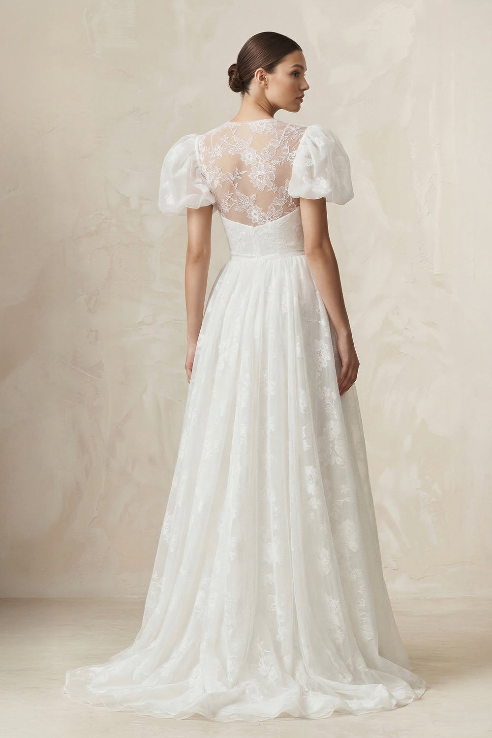 Sweetheart A - Line Tulle Puff Sleeve Wedding Dress in Ivory - SHE IS ME Wedding Dresses