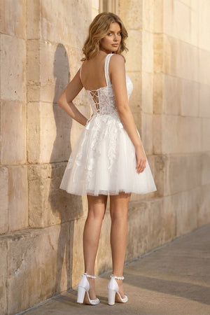 Sweetheart A Line Tulle Wedding Dress With Appliques - SHE IS ME Wedding Dresses