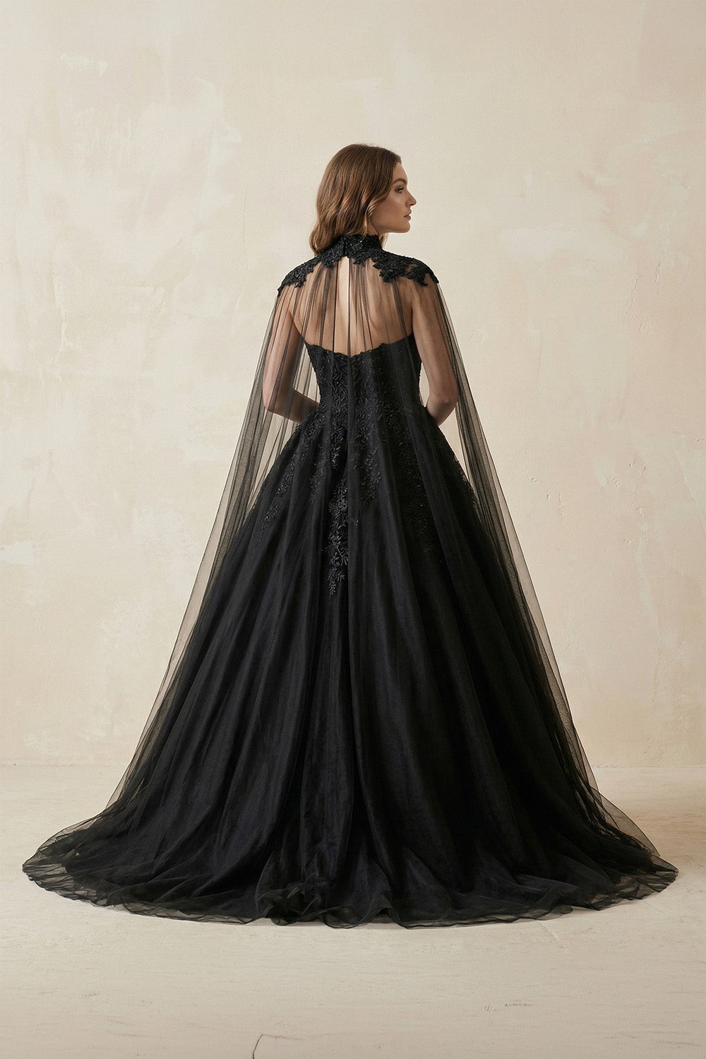 Sweetheart Appliqued Beaded Tulle Wedding Dress in Black - SHE IS ME Wedding Dresses