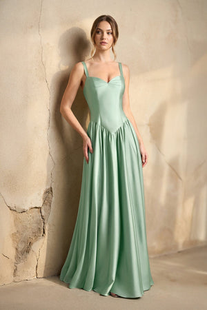 Sweetheart Corset A - Line Gown in Pale Pistachio - SHE IS ME