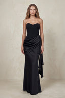 Sweetheart Corset Ruched Satin Mermaid Wedding Dress in Black - SHE IS ME Wedding Dresses