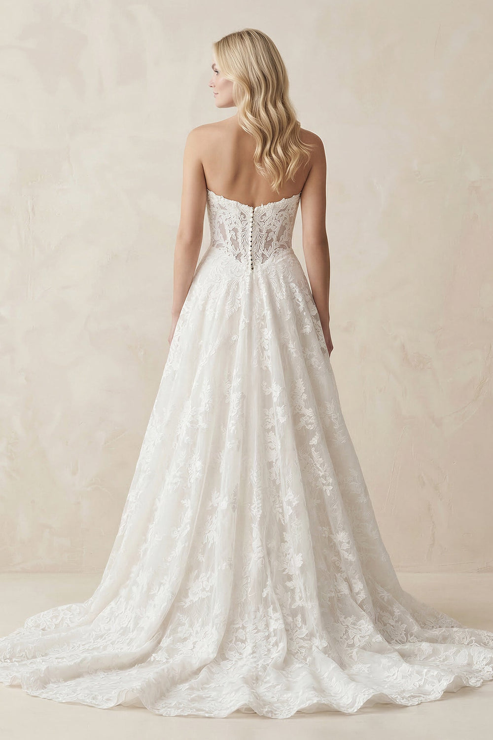 Sweetheart Lace A - Line Ruched Wedding Dress in White - SHE IS ME Wedding Dresses