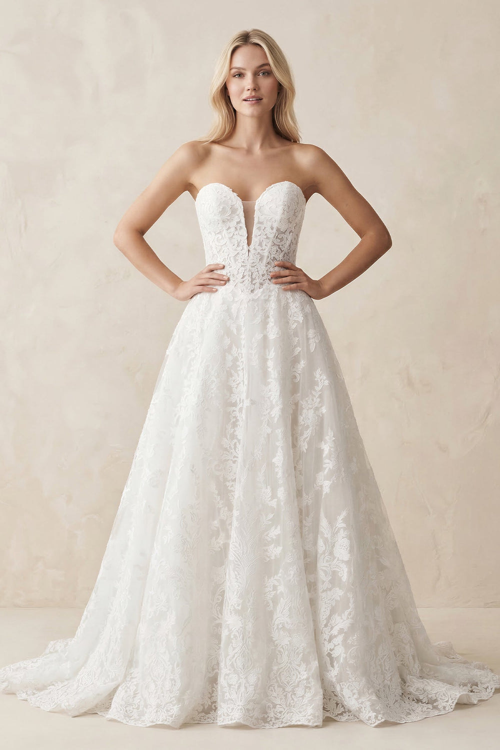 Sweetheart Lace A - Line Ruched Wedding Dress in White - SHE IS ME Wedding Dresses