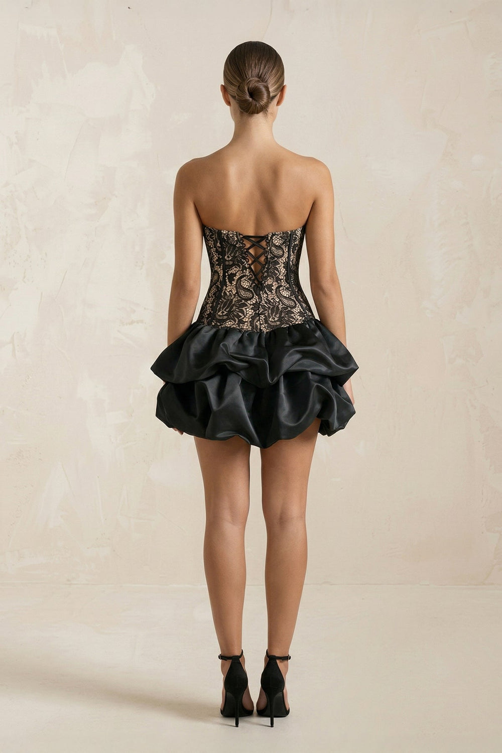 Sweetheart Lace Ruffles A - Line Mini Wedding Dress in Black - SHE IS ME Wedding Dresses