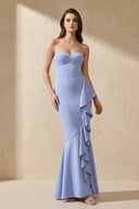 Sweetheart Maxi Dress with Drape in Sky Blue - SHE IS ME