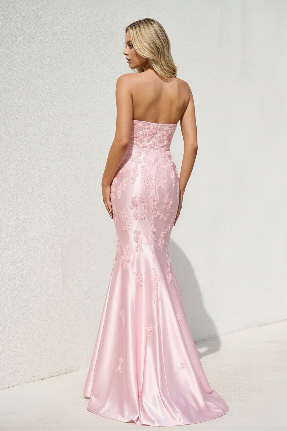 Sweetheart Mermaid Prom Dress With Appliques in Pink - SHE IS ME Prom Dresses