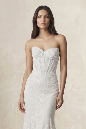 Sweetheart Mermaid Lace Corset Wedding Dress in White - SHE IS ME Wedding Dresses