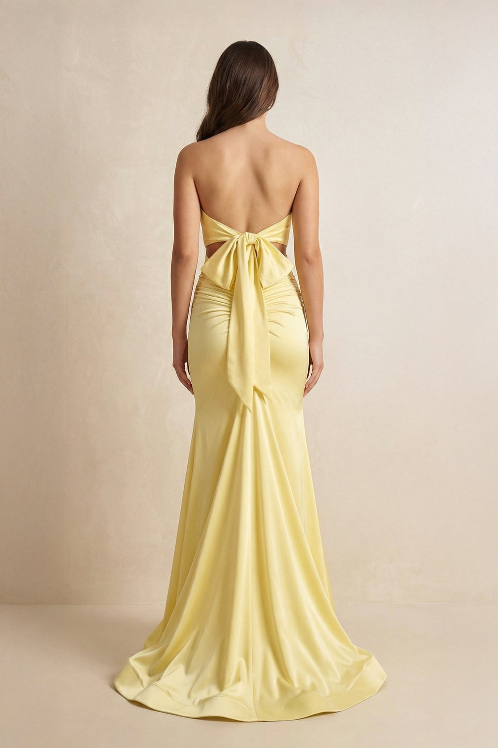 Sweetheart Mermaid Open Back Maxi Dress in Yellow - SHE IS ME PROM DRESSES