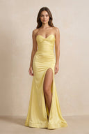 Sweetheart Mermaid Open Back Maxi Dress in Yellow - SHE IS ME PROM DRESSES