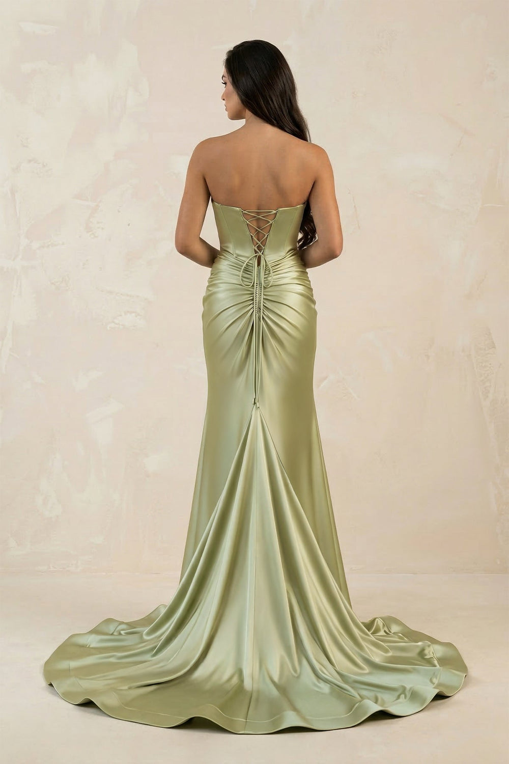 Sweetheart Mermaid Satin Keyhole Long Prom Dress in Sage - SHE IS ME Prom Dresses
