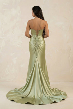Sweetheart Mermaid Satin Keyhole Long Prom Dress in Sage - SHE IS ME Prom Dresses