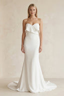 Sweetheart Mermaid Satin Ruffled Wedding Dress in White - SHE IS ME Wedding Dresses