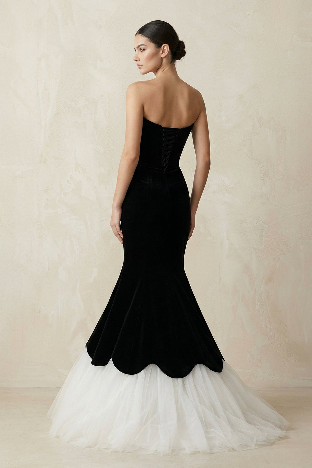 Sweetheart Mermaid Satin Tulle Maxi Wedding Dress in Black - SHE IS ME Wedding Dresses