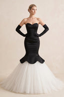 Sweetheart Mermaid Satin Tulle Wedding Dress in Black - SHE IS ME Wedding Dresses