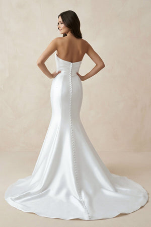 Sweetheart Mermaid Satin Wedding Dress in White - SHE IS ME Wedding Dresses