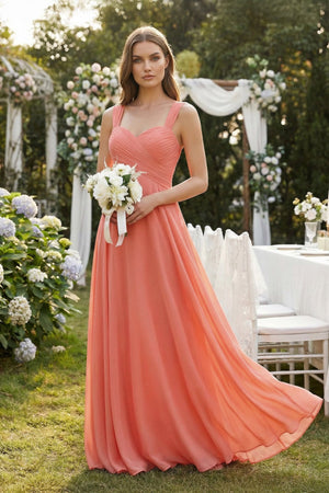 Sweetheart Pleated A-Line Chiffon Bridesmaid Dress in Wild Rose - SHE IS ME Bridesmaid Dresses