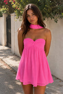 Hot Pink Sweetheart Ruched A-Line Chiffon Homecoming Dress | SHEISME