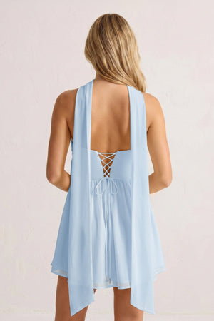 Sky Blue Sweetheart Ruched A-Line Chiffon Homecoming Dress | SHEISME