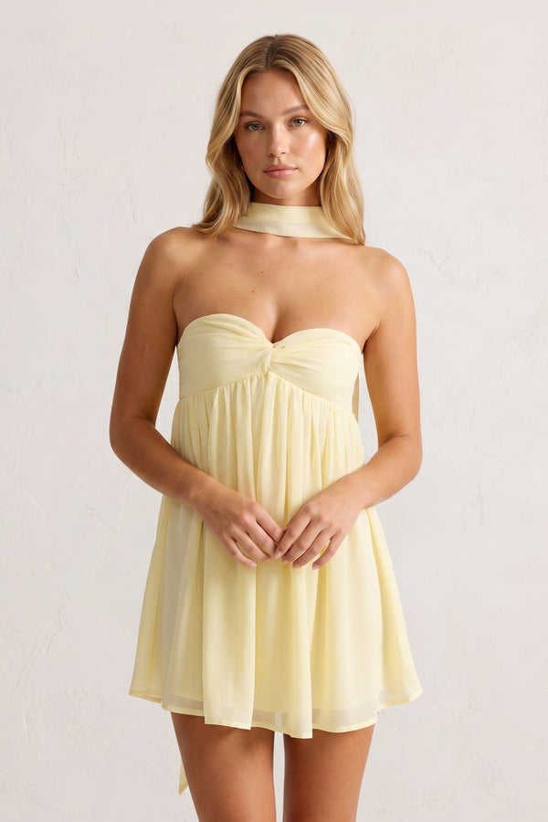 Yellow Sweetheart Ruched A-Line Chiffon Homecoming Dress - SHEISME
