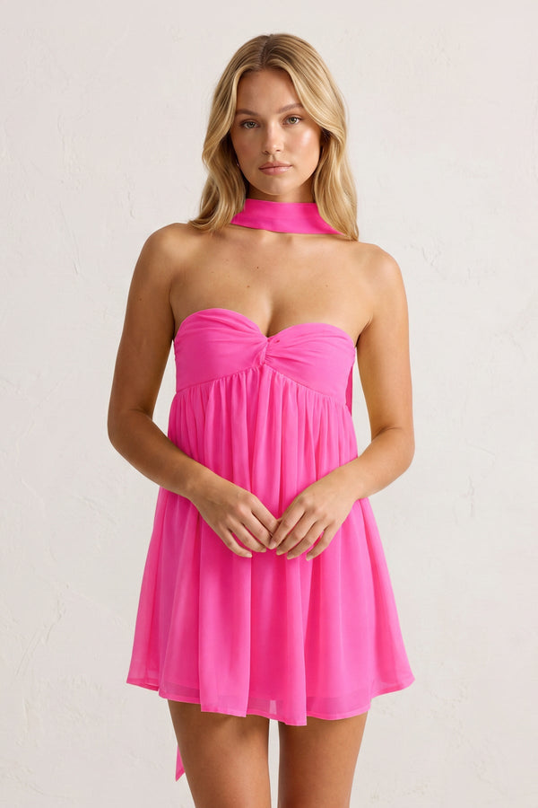 Hot Pink Sweetheart Ruched A-Line Chiffon Homecoming Dress | SHEISME