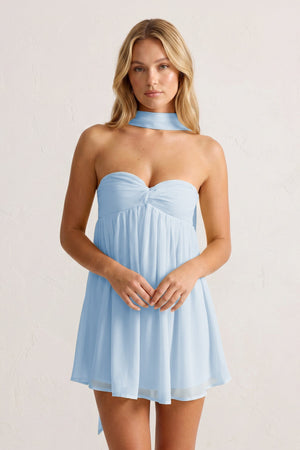 Sky Blue Sweetheart Ruched A-Line Chiffon Homecoming Dress | SHEISME